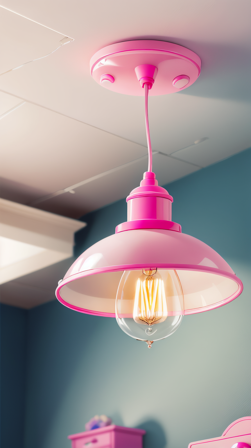 <lora:BarbieCore:0.8> BarbieCore ceiling lamp, (shiny plastic:0.8), (pink and white:0.9), (pastel:0.85)